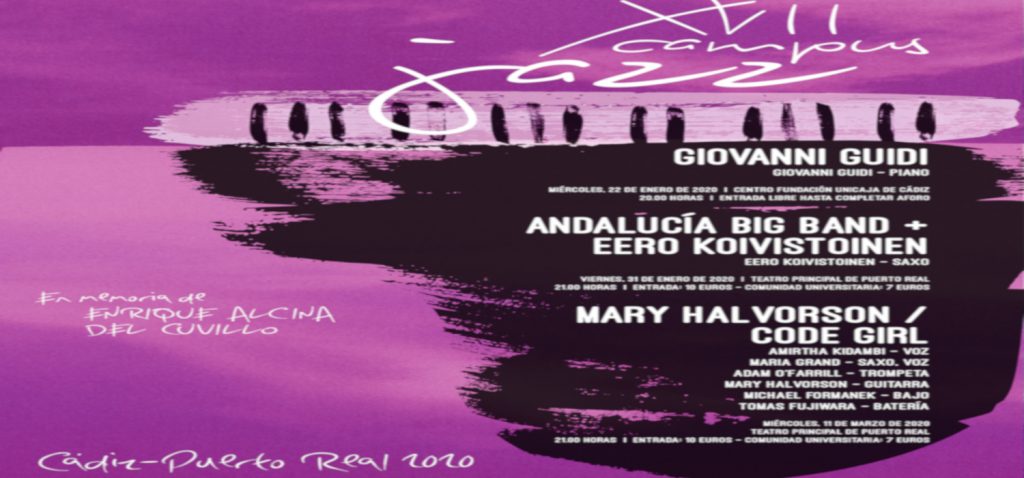 Ultimado el cartel del programa Campus Jazz Cádiz / Puerto Real 2020, dedicado este año a la memoria de Enrique Alcina del Cuvillo