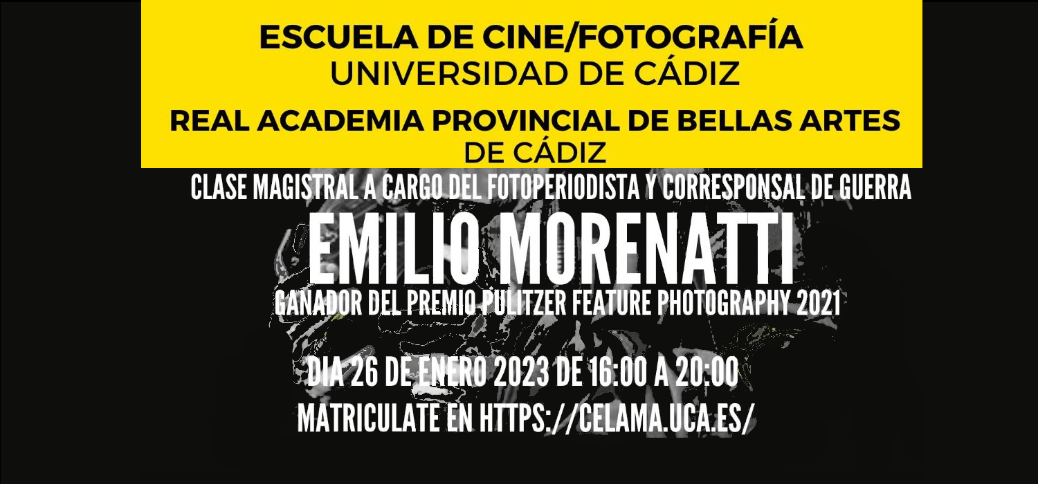 El fotoperiodista Emilio Morenatti ofrecerá una clase magistral en el marco de las Escuelas de Cine y Fotografía del Servicio de Extensión Universitaria de la Universidad de Cádiz