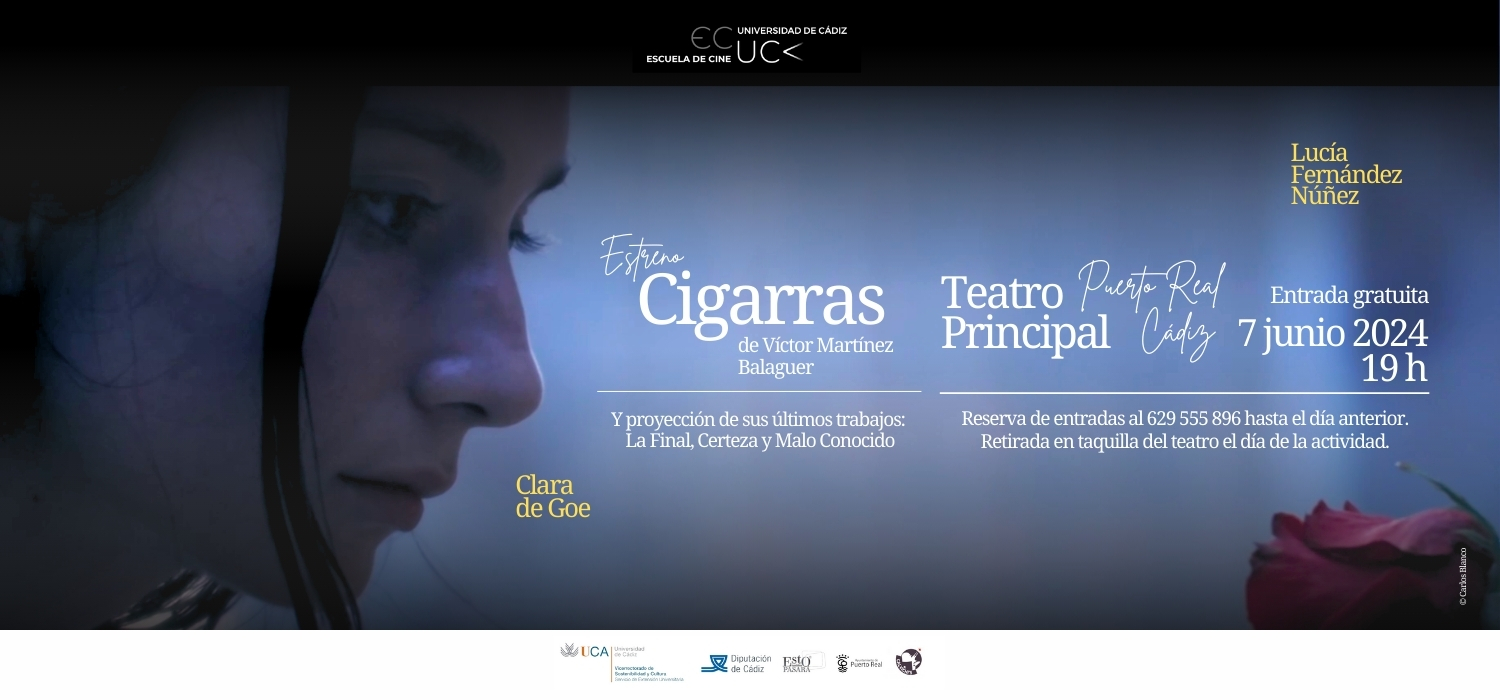 La Escuela de Cine de la Universidad de Cádiz estrena el corto “Cigarras” dirigido por Víctor Martínez en el Teatro Principal de Puerto Real