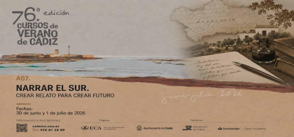 El seminario ‘Narrar el sur. Crear relato para crear futuro’ se oferta en la 76ª edición de los Cursos de Verano de Cádiz
