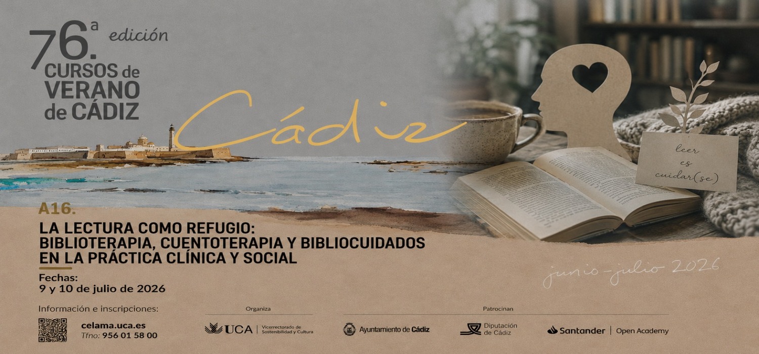 El seminario ‘La lectura como refugio: biblioterapia, cuentoterapia y bibliocuidados en la práctica clínica y social’ se oferta en la 76ª edición de los Cursos de Verano de Cádiz