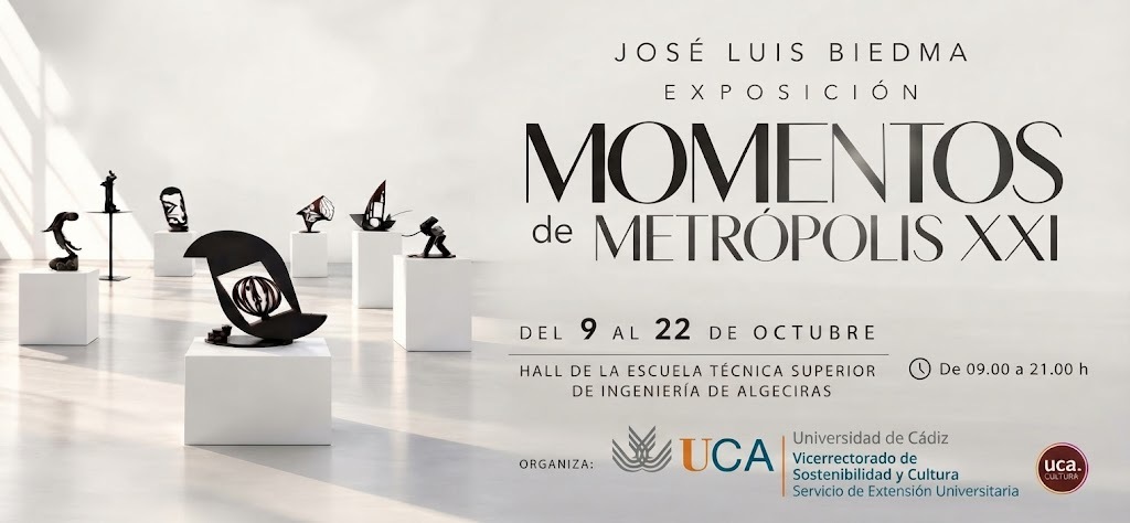 El hall de la ETSIA de Algeciras acoge la exposición itinerante de esculturas de José Luis Biedma