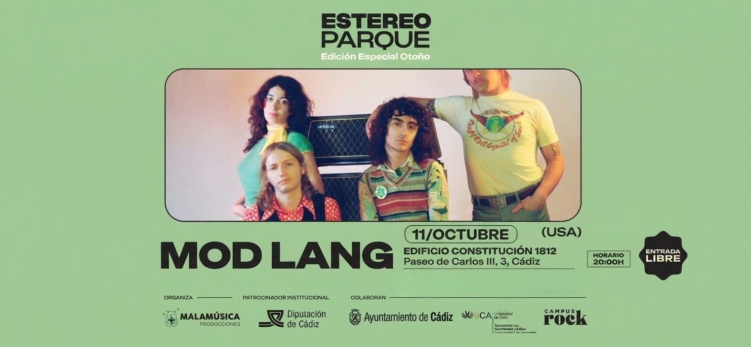 El Servicio de Extensión Universitaria del Vicerrectorado de Sostenibilidad y Cultura de la UCA colabora con el ciclo Estéreo Parque, organizado por Malamúsica Producciones y patrocinado por Diputación de Cádiz.